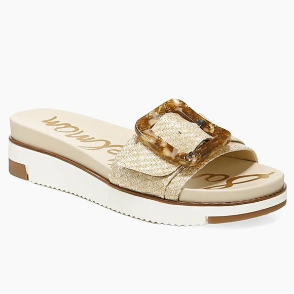 NEW SAM EDELMAN SLIDE SANDELS TORTOISE & RAFFIA DETAIL SIZE 9 1/2 - Picture 5 of 7